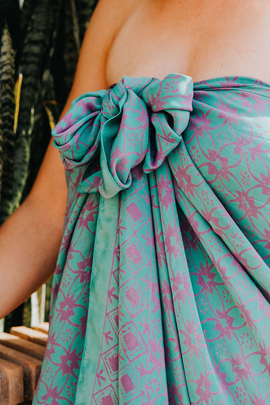 Buhul - Turquoise and lilac - silk (new)