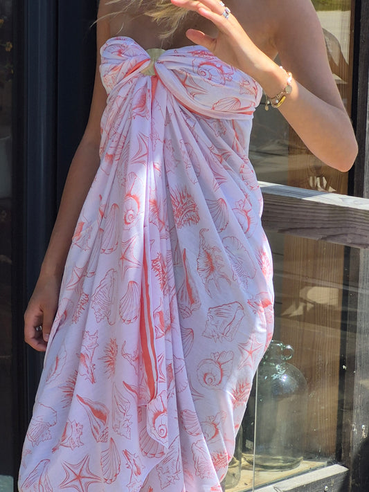 Voile Seashore Sarong - Coral