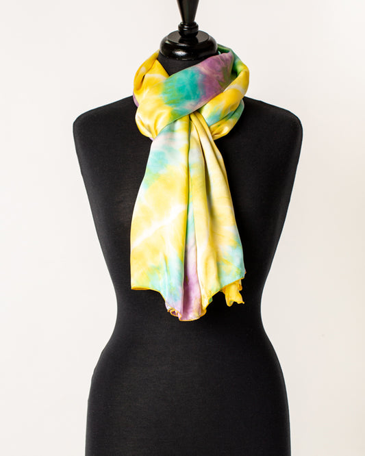 Tie Dye SILk sarong- Spring - palest lemon, lilac and aqua