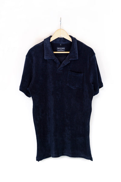 Men's Navy polo shirt Terry towelling – OLLIE BURWELL