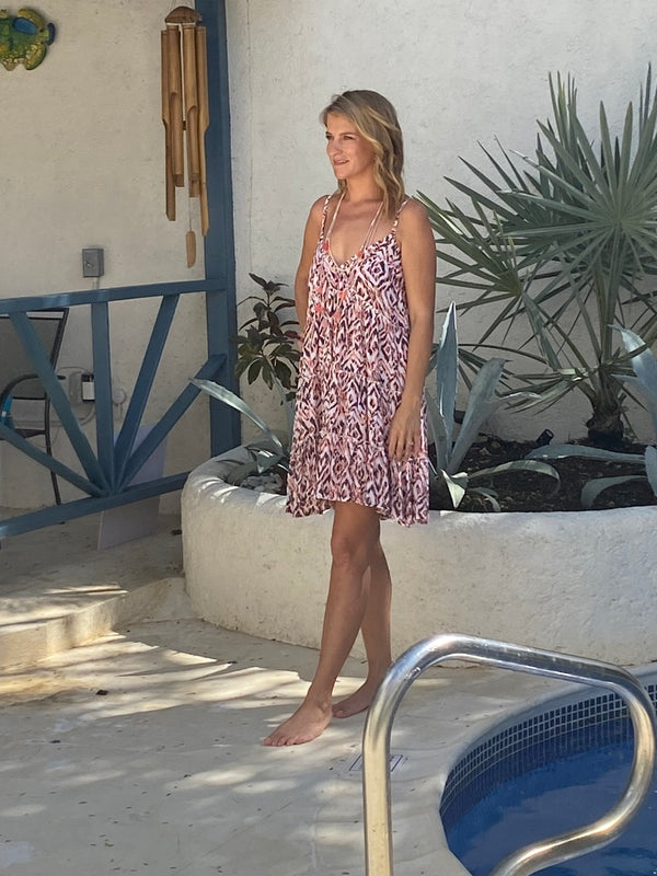 Sun Dress Ellen Summer Dress - Coral and Mocha