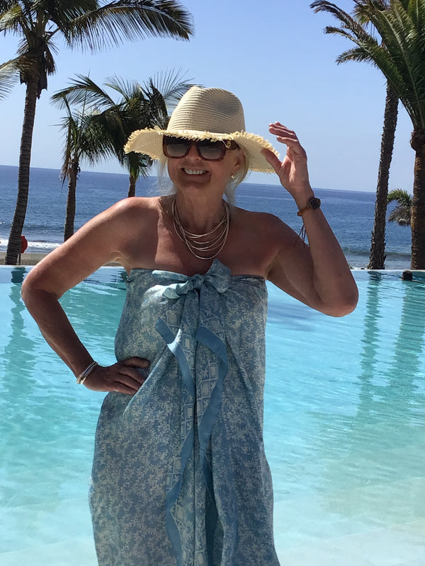 Newest Silk Sarong - Aqua Blue - 1