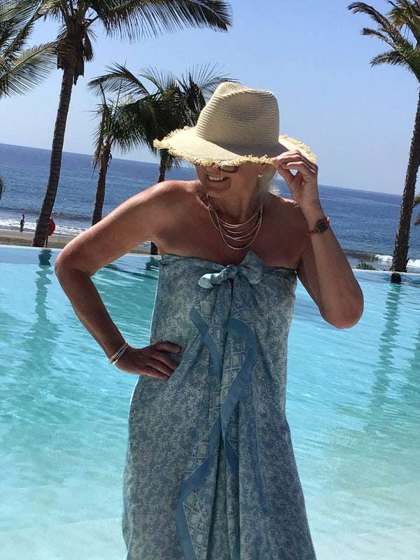 Newest Silk Sarong - Aqua Blue - 1