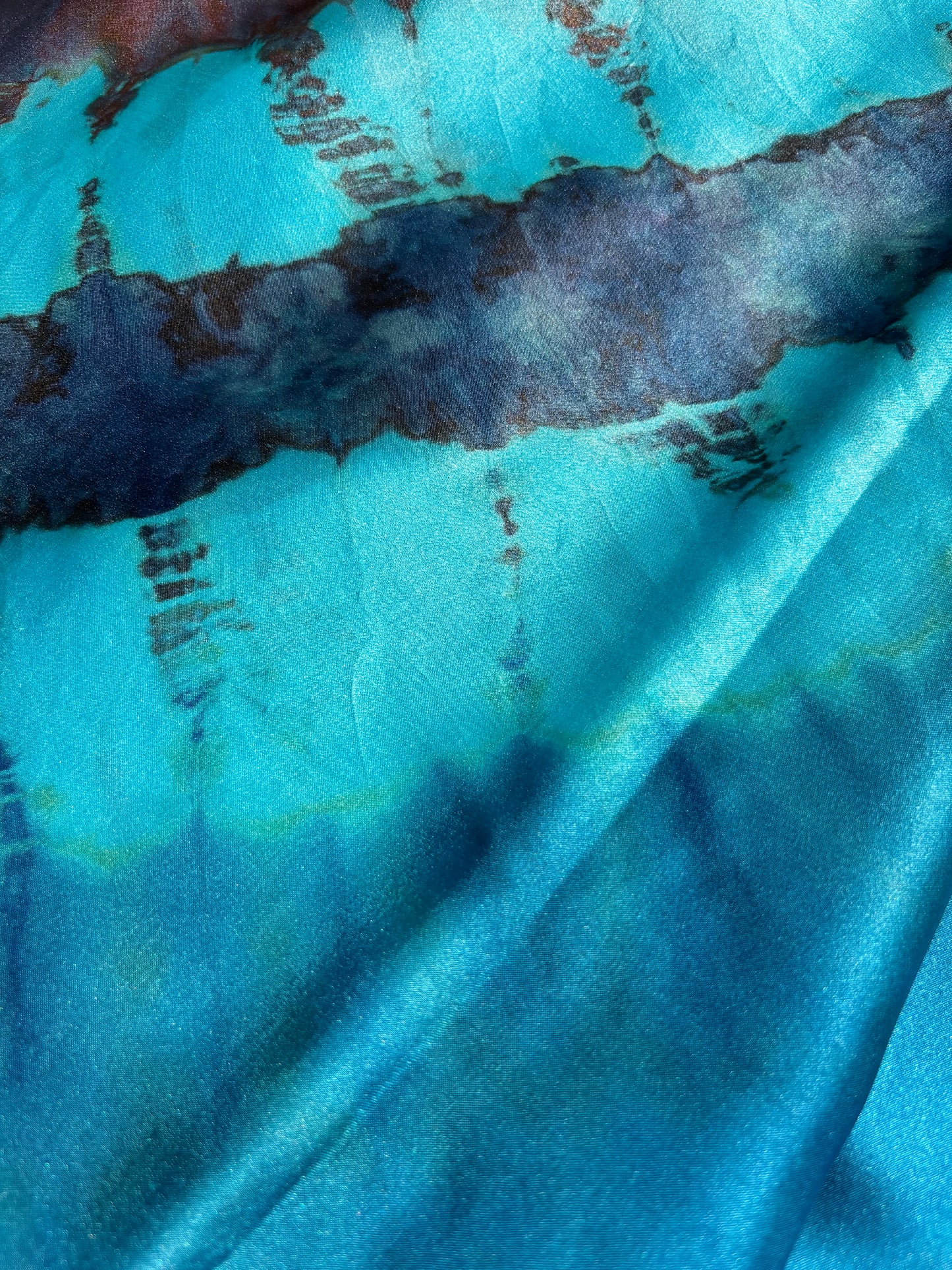Tye dye stunning  SILK Teracotta, silver grey and blues circular 'Teracotta Lagoon' - Limited edition