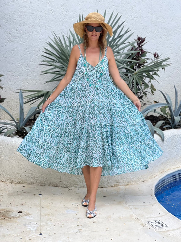Sun Dresses Ellen Summer Dress - Turquoise and Aqua