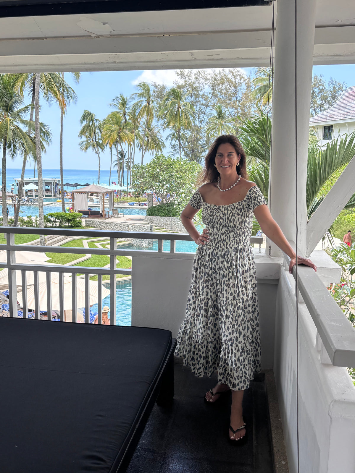 Leopard Print Sun dress ruched bodice on/off shoulders and tiered ruffle skirt