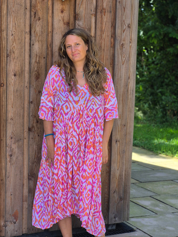 Amanda dress pink and coral one size