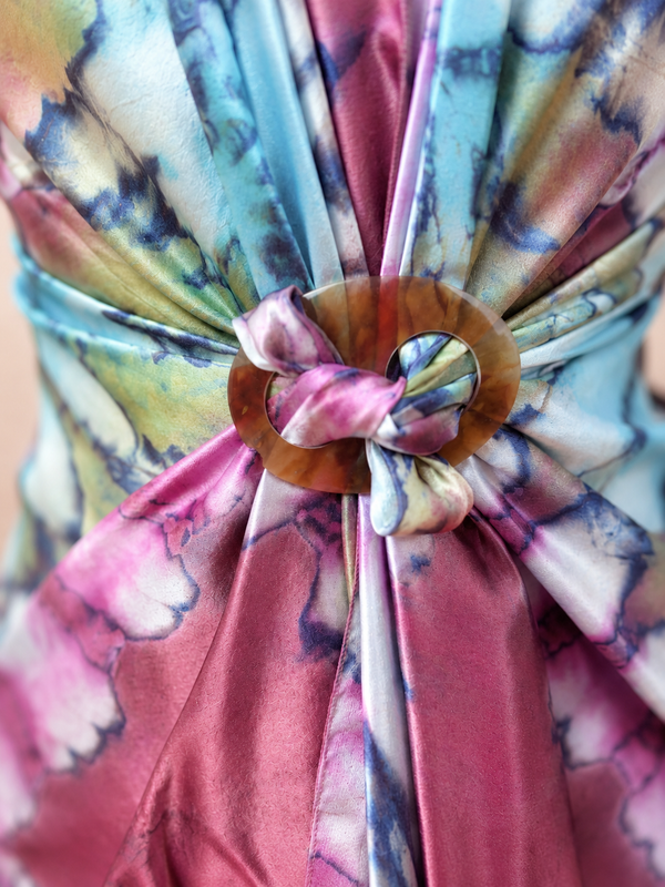 Tye dye turquoise and deep pink silk sarong 'Laguna rose'