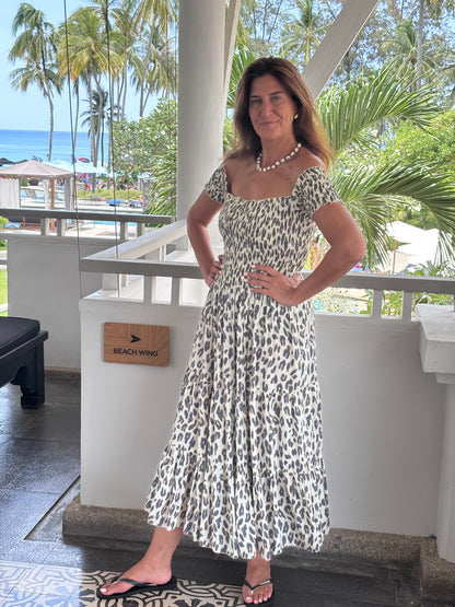 Sun dress ruched bodice on/off shoulders and tiered ruffle skirt 4 colours