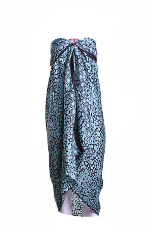 Silk Sarong - New 2024 - Aqua marine on Black