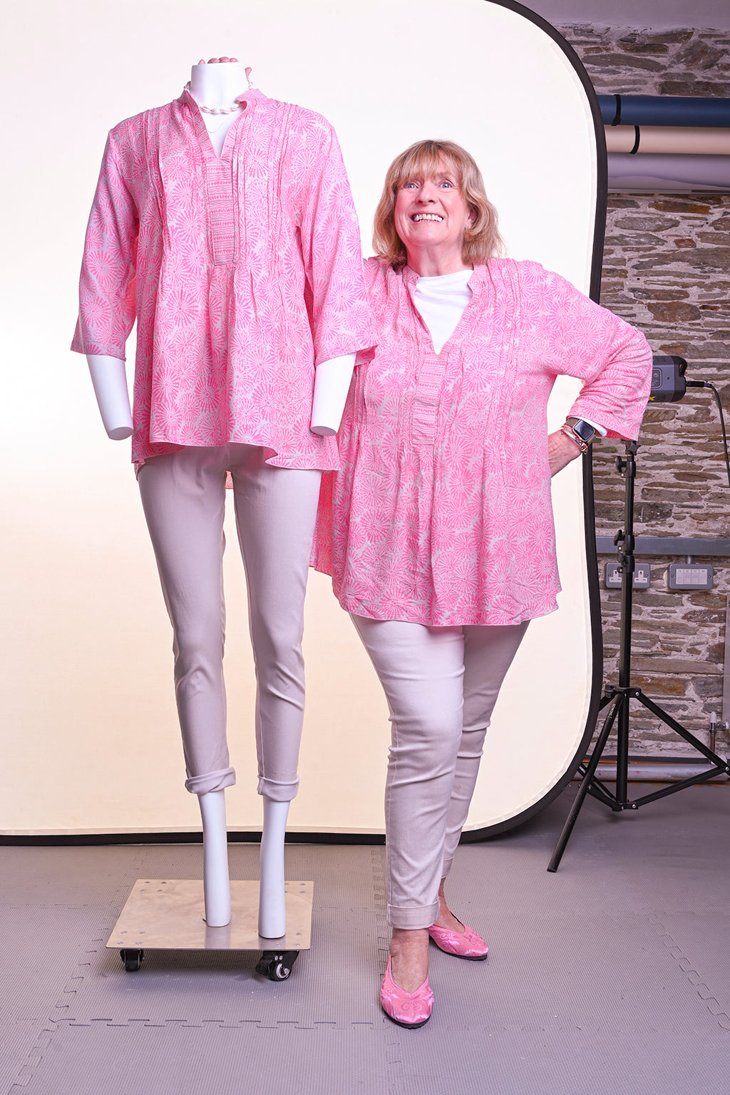 Tunic top  Elsa - Pink & Grey