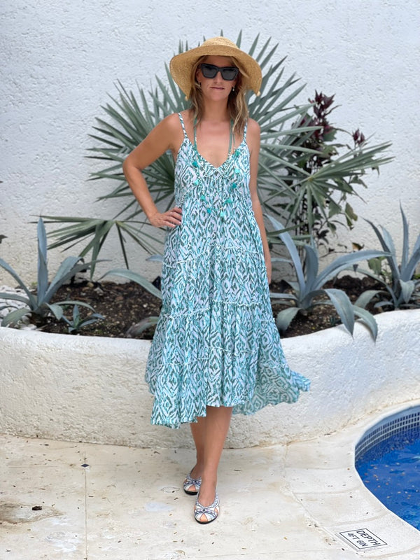Sun Dresses Ellen Summer Dress - Turquoise and Aqua