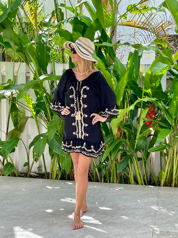 kaftan beach cover up  Glitter and Sparkle Dress - Black & gold