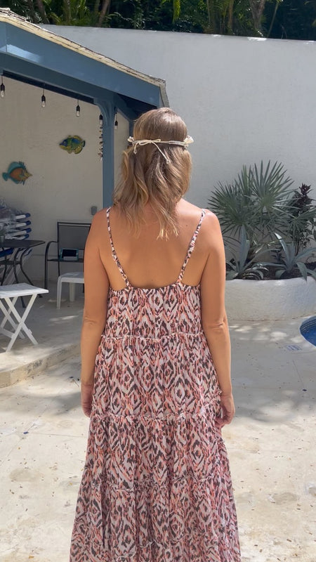 Sun Dress Ellen Summer Dress - Coral and Mocha