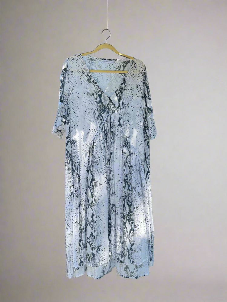 Amanda Dress - Snake Skin Grey and White
