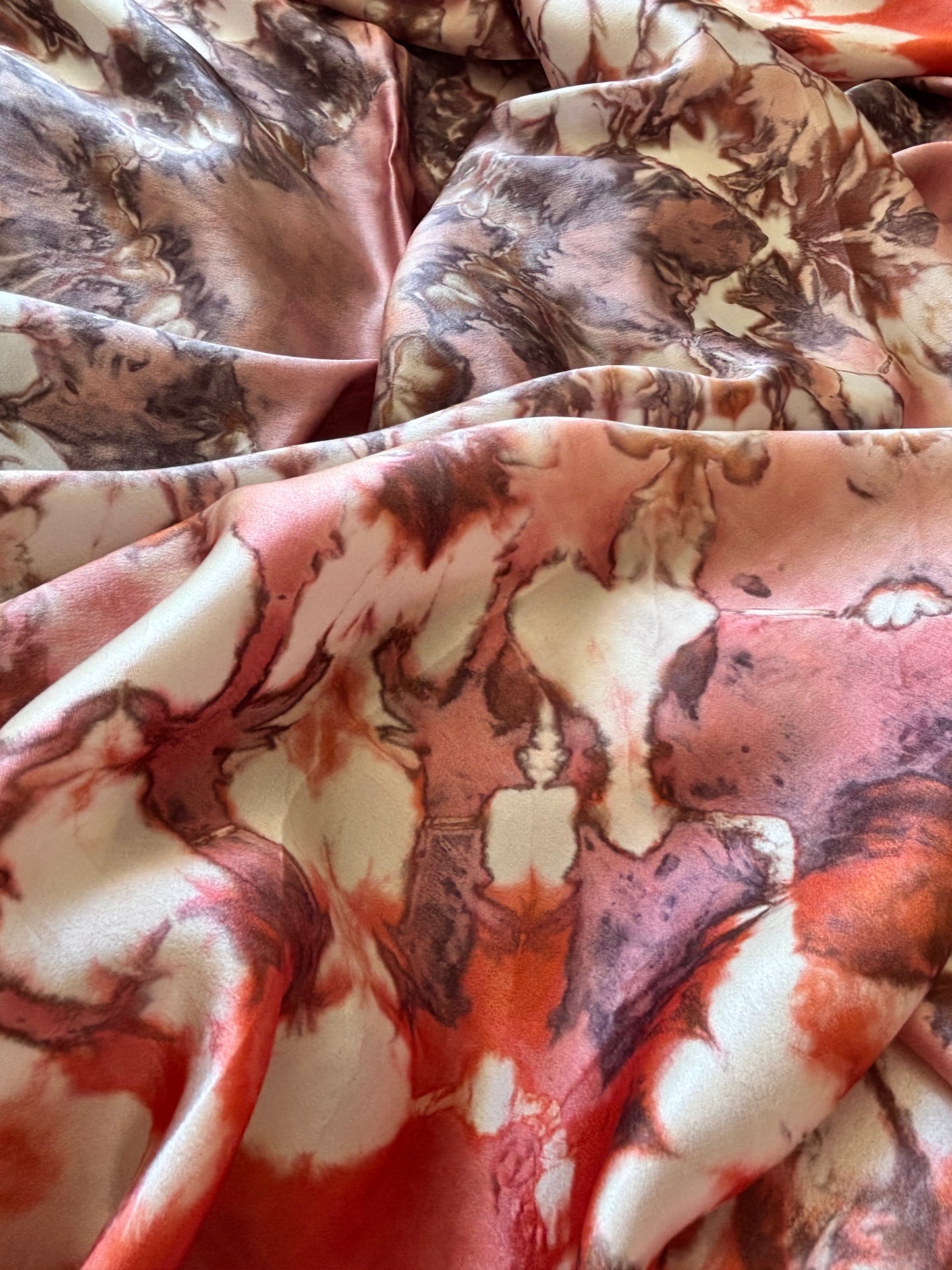 Tye dye  mink & corals pure Stunning SILK sarong  'Moonlit Blush' Limited  Edition'