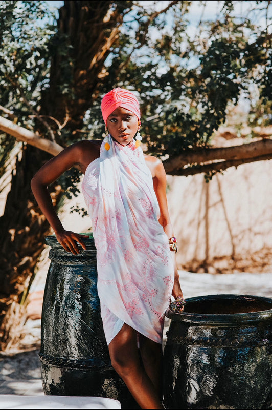 Sequin Tyedye sarong multicolour on white
