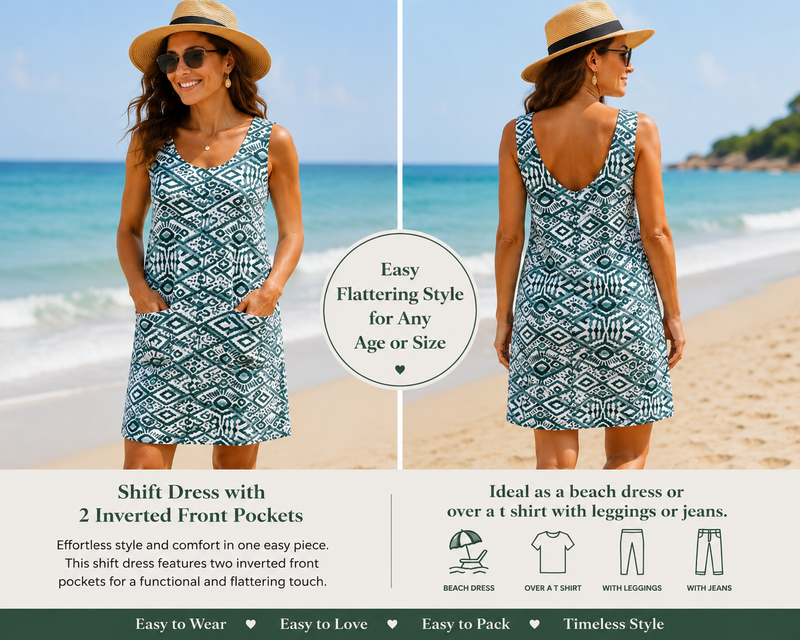 Shift Dress blue and white S/M or M/L