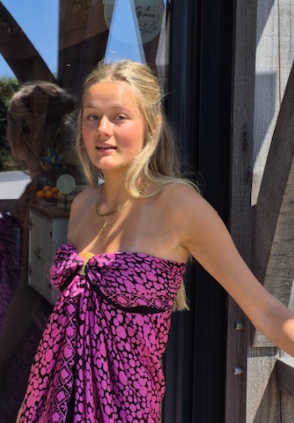 Fuschia Pink and black silk sarong