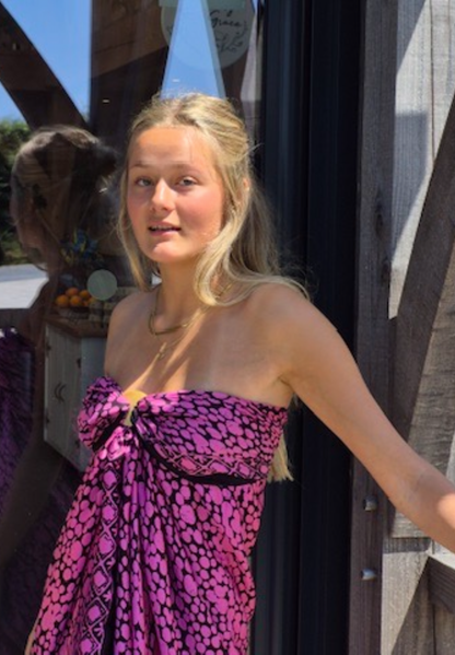 Fuschia Pink and black silk sarong