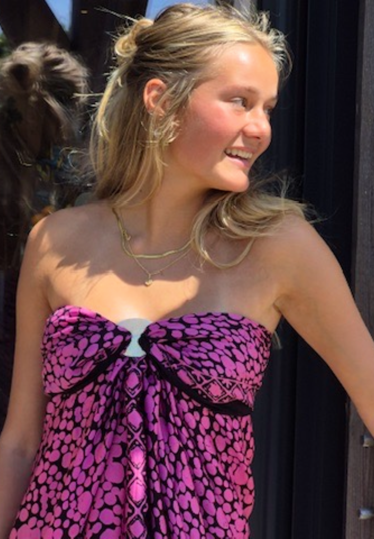 Fuschia Pink and black silk sarong