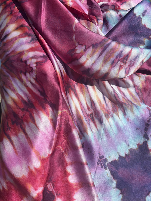 Tye dye Aubergine and Orange stunning SILK  sarong  'Laguna Rose -'Limited Edition'