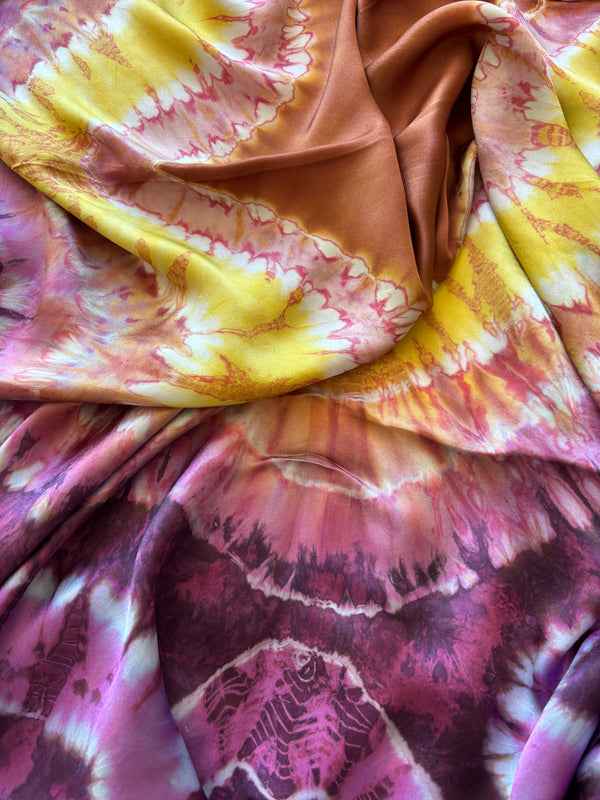 Tye dye aubergine and gold SILK sarong 'Spice Island' Limited Edition'