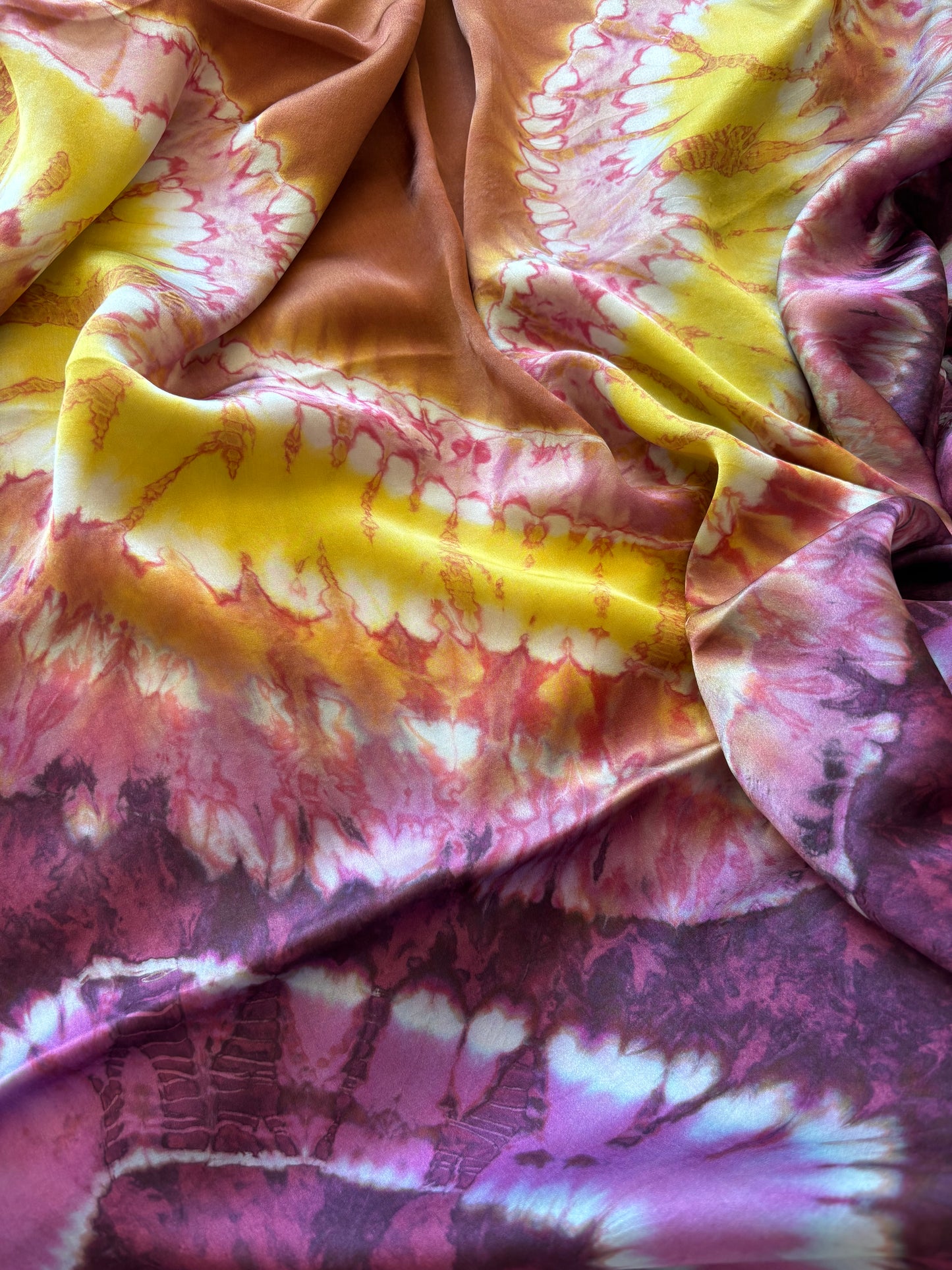 Tye dye aubergine and gold SILK sarong 'Spice Island' Limited Edition'