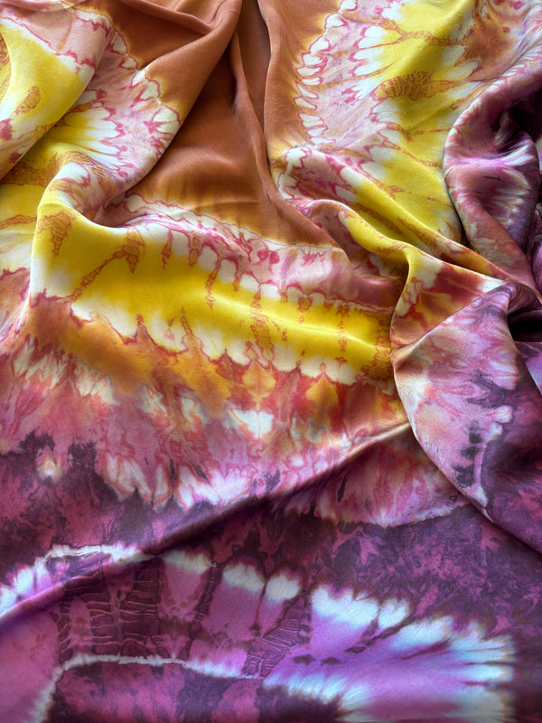 Tye dye aubergine and gold SILK sarong 'Spice Island' Limited Edition'