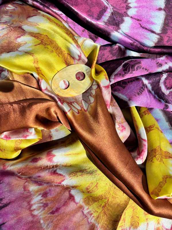 Tye dye aubergine and gold SILK sarong 'Spice Island' Limited Edition'