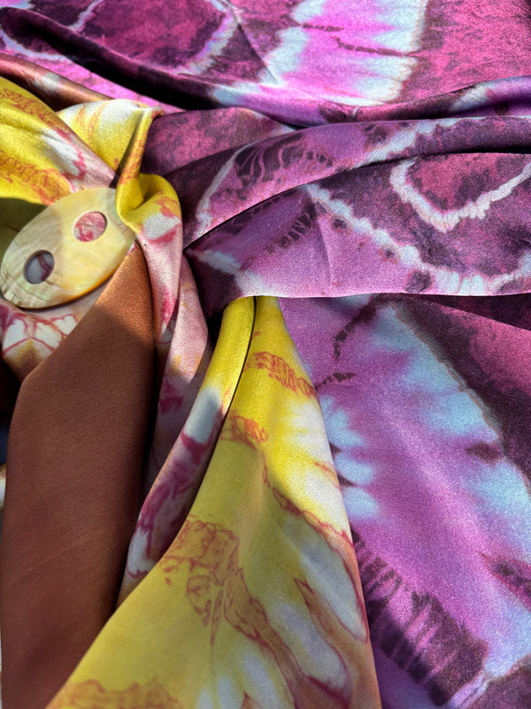Tye dye aubergine and gold SILK sarong 'Spice Island' Limited Edition'