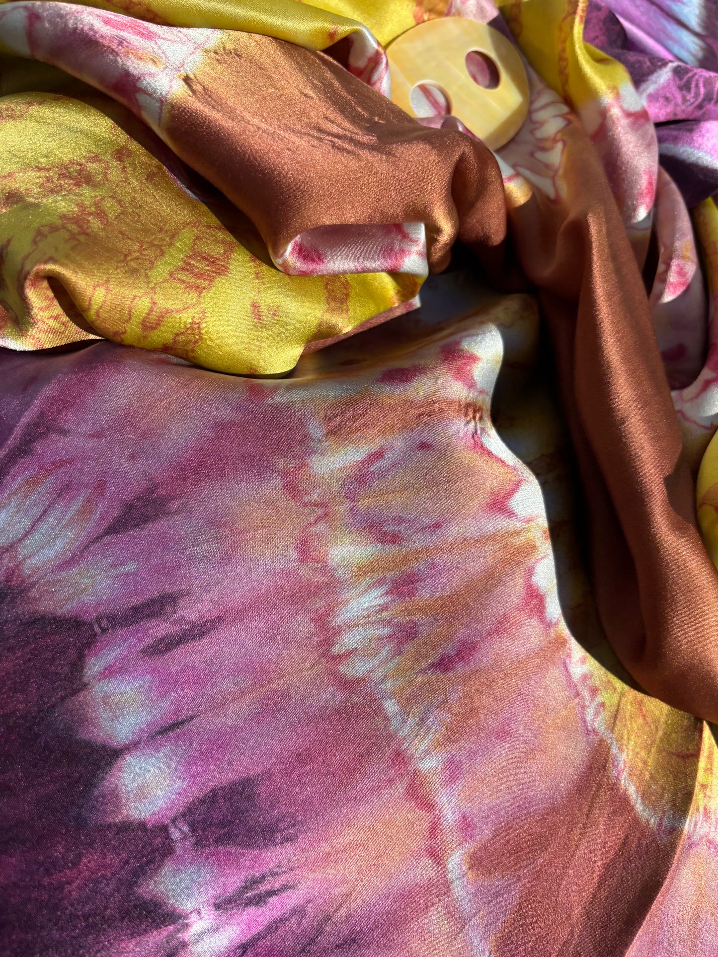 Tye dye aubergine and gold SILK sarong 'Spice Island' Limited Edition'