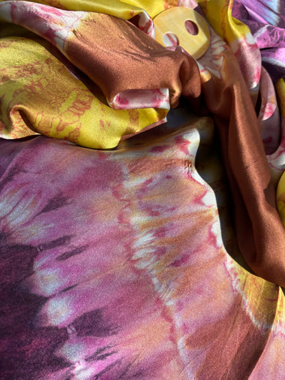 Tye dye aubergine and gold SILK sarong 'Spice Island' Limited Edition'