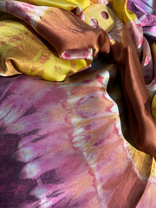 Tye dye aubergine and gold SILK sarong 'Spice Island' Limited Edition'