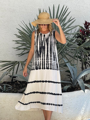 Kaftan Maxi One Size - Sleeveless Black & White