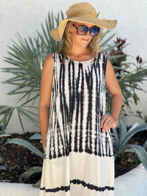 Kaftan Maxi One Size - Sleeveless Black & White