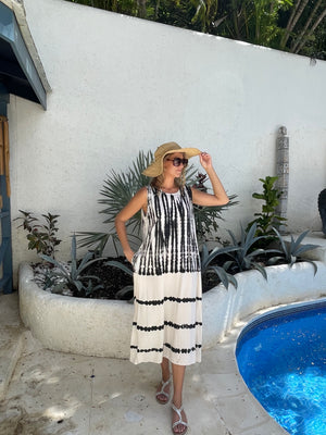 Kaftan Maxi One Size - Sleeveless Black & White