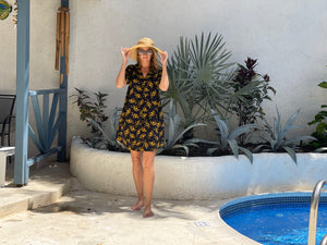 Dress One Size - Black with Gold Leopards