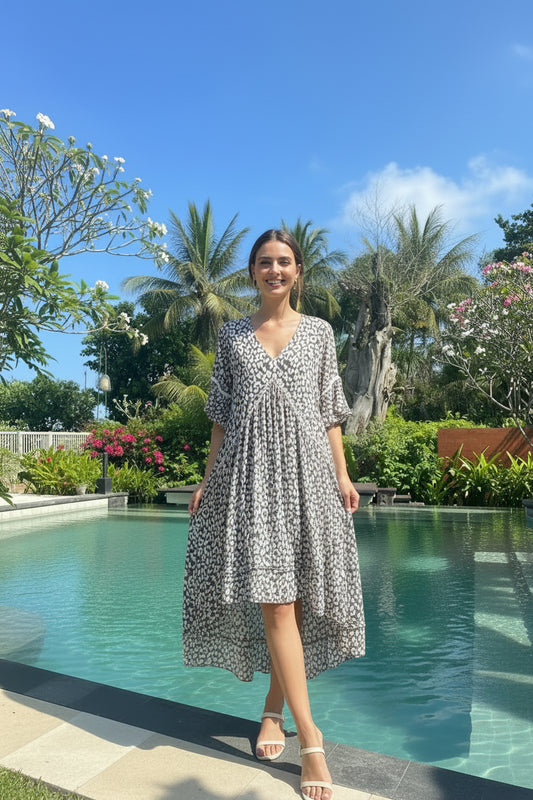 one size floaty Dress -  perfect for curvier figure  Leopard ( Amanda dress)