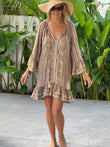 sequin dress(Ibiza) - Mink and cream  tye dye with gold stitching and sequins