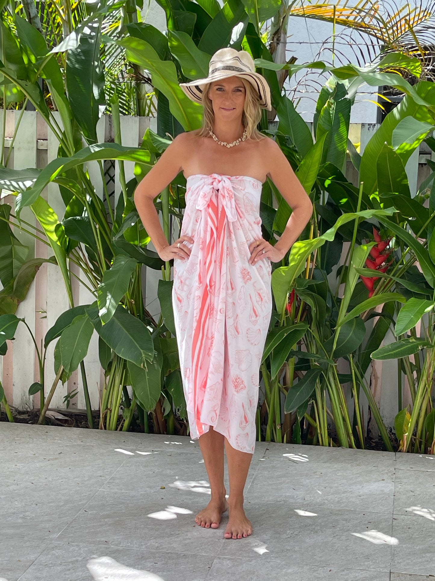 Voile Seashore Sarong - Coral