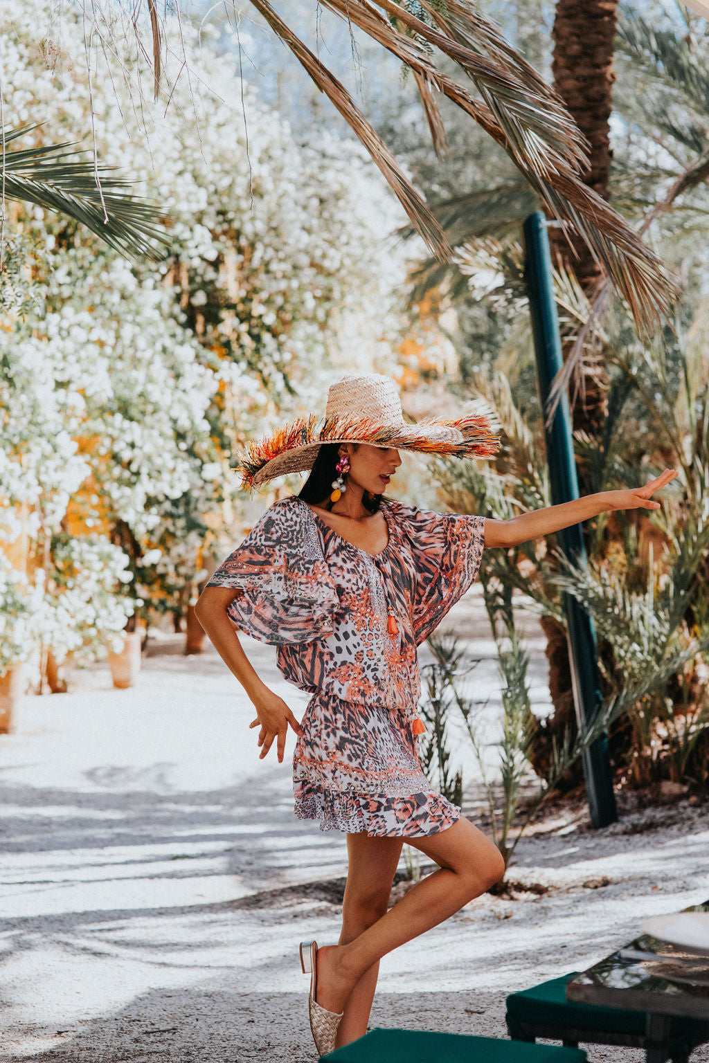 IBIZA Sequin  - Burnt Orange Leopard Print Mini Dress