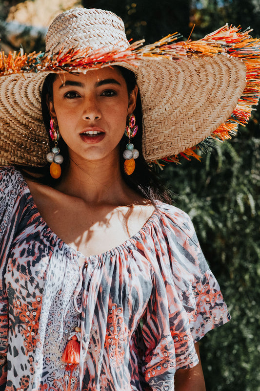 IBIZA Sequin  - Burnt Orange Leopard Print Mini Dress