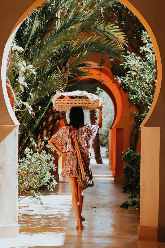 IBIZA Sequin  - Burnt Orange Leopard Print Mini Dress