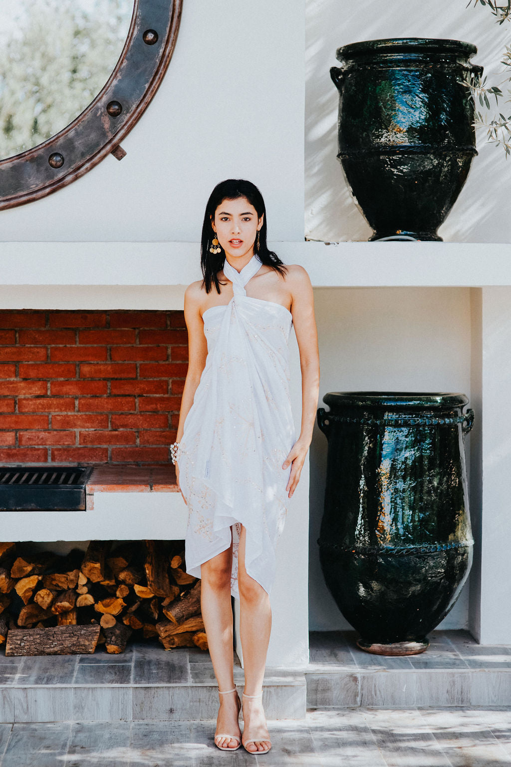 Sequin white sarong