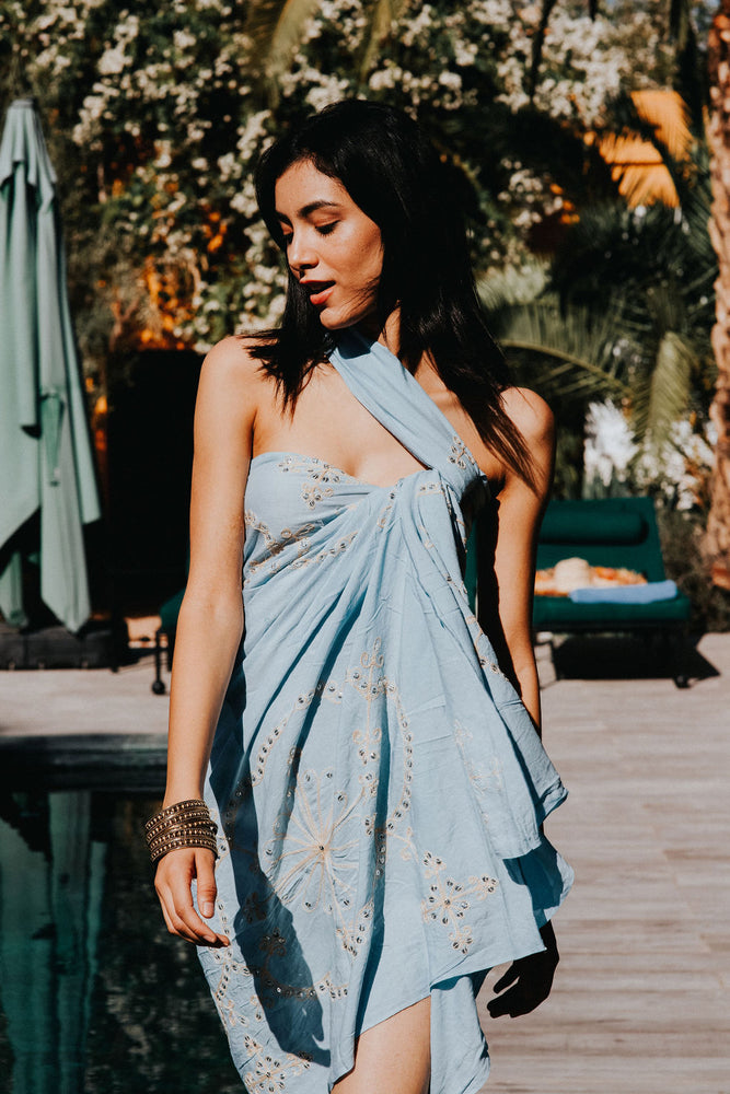 Pale blue sequin sarong