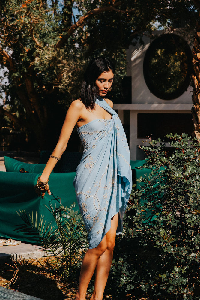 Pale blue sequin sarong