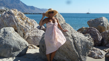 Sequin Sarong - Pale pink hand embroidered and  stitched  Sequin Sarong