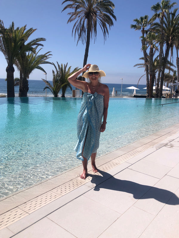 Newest Silk Sarong - Aqua Blue - 1