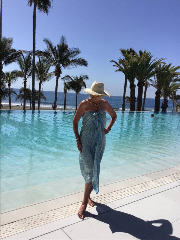 Newest Silk Sarong - Aqua Blue - 1